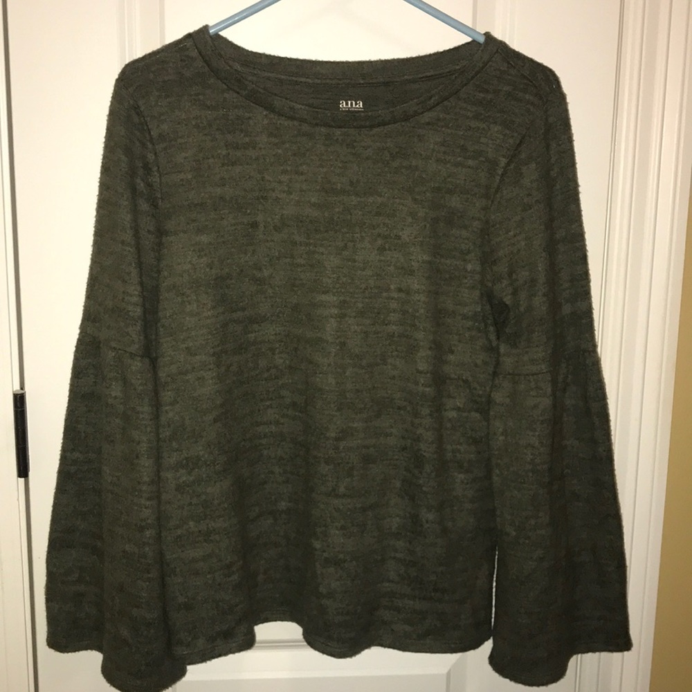 Olive Green Trumpet Sleeve Top